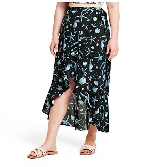 Agua Bendita Navy Blue Deep Sea Mermaid Sarong Swim NWT - Picture 1 of 8